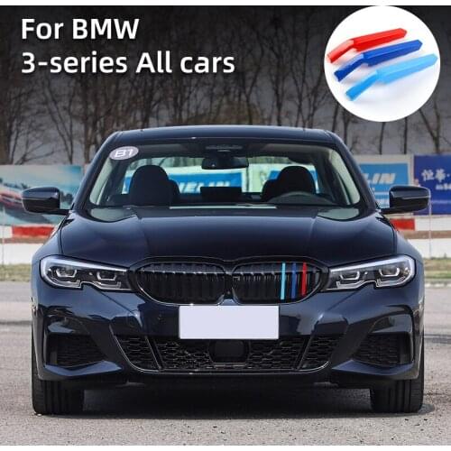 Car Decor Front Grille Tricolor Trim Cover For BMW Series 3 E46 E90 F30 F92 E91 G20 ABS Car Stickers Accessories Car Goods