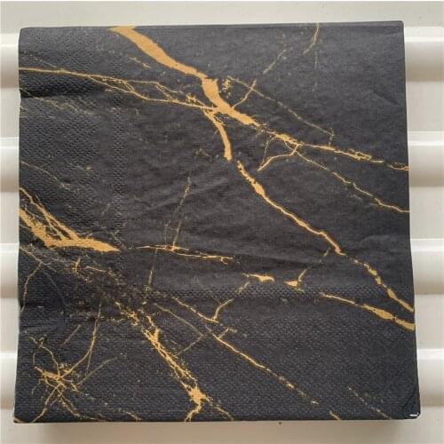 Decoupage paper napkins elegant tissue vintage towel black gray gold striped marble birthday wedding party beautiful decor 20
