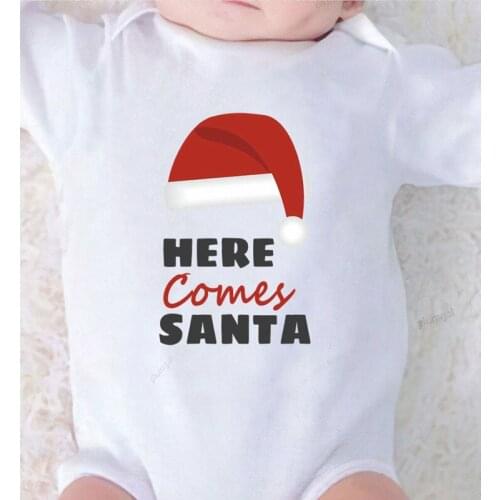 One Piece Toddler Romper Newborn Girl Outfit Here Comes Santa Printed Kids' Things Clothes for Newborns Baby Onesies Cotton