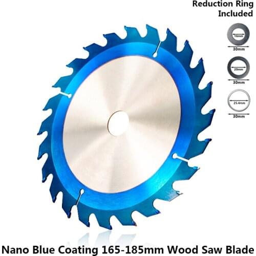 Nano Blue Coated 165-185mm Circular Saw Blade For Wood TCT Cutting Disc Woodworking Tools 24T/40T/48T Carbide Saw Disc
