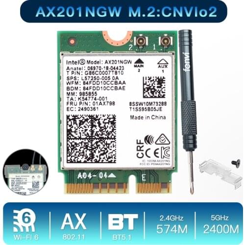 Dual Band 2400Mbps Wireless Wi-Fi 6 For Intel AX201 Bluetooth 5.0 NGFF Key E CNVio 2 Wifi Card AX201NGW 2.4Ghz/5Ghz 802.11ac/ax