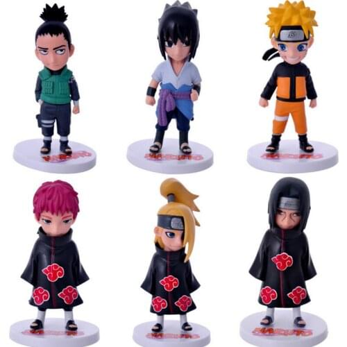 6 Pcs/set 12cm Naruto Action Figures Sasuke Anime Q Edition Toy PVC Model Anime Collection Figurine Dolls Kids Toys