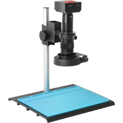 FHD 1080P 60FPS 48MP HDMI USB Industrial Electronic Digital Video Microscope Camera 144 LED Ring Light Zoom C Mount Lens