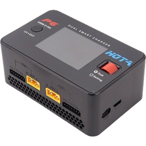 HOTA P6 Dual Smart Charger AC240W DC 600W 15A F/ RC Hobby Lipo LiIon NiMH Battery with Type-C IPhone Samsung T240W Power Supply