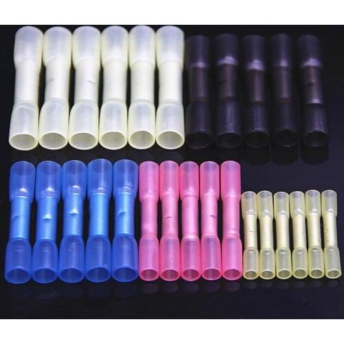 50pcs Insulated Waterproof Heat Shrink Butt Wire Connectors Electrical Wire Splice Cable Crimp Terminals AWG 22-10 Assorted Kit