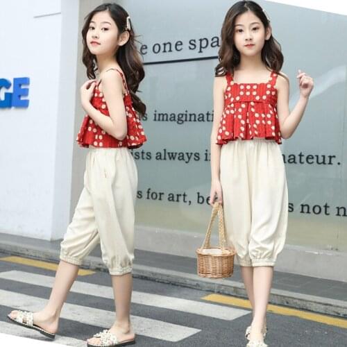 Summer Girls Clothing Set Fashion Children Dot Short Tops And Pants 2Pcs Kids Outfits baby Girl Clothes 5 6 7 9 10 12 Years