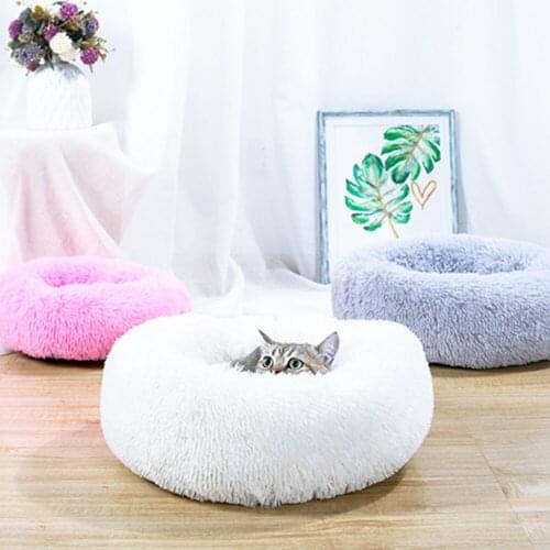 Dog Bed Warm Cat Kennel Washable Pet Soft Cat Dog Pad Warm Indoor Round Pillow Small And Medium Dog Artificial Fur Dog House 5