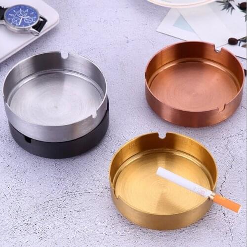 Round Durable Protable Ash Tray Stainless Steel High Temperature Resistant Coverless Ashtrays Tobacco Bowl Desktop Ash Holder