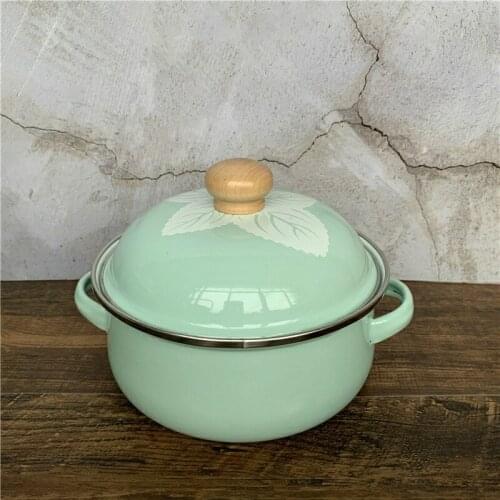 Instant Noodle Pot Enamel Enamel Soup Pot Induction Cooker Gas Stove Can Heat the New Mint Green