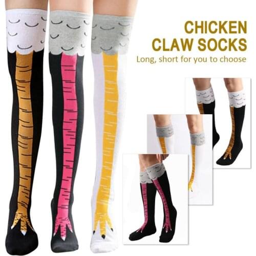 3D Funny Chicken Leg Feet High Socks Soft Cotton Cartoon Thigh-highs Stocking Leggings Fashion Cute Ladies Thin Toe Feet Cosplay