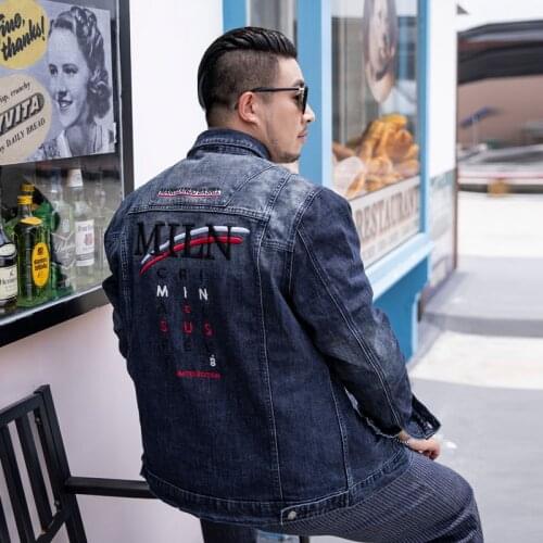 Extra XL Menswear Mens Embroidery Denim Shirt Fashion Brand Embroidery Denim Jacket Plus Size Men Clothing