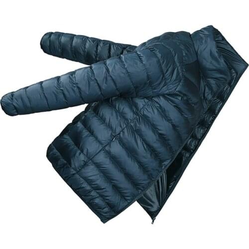 QUANBO 2020 Mens Fashion Casual UltraLight Down Jackets Winter Portability Warm Stand Collor Man Coat Orange Jackets 3XL