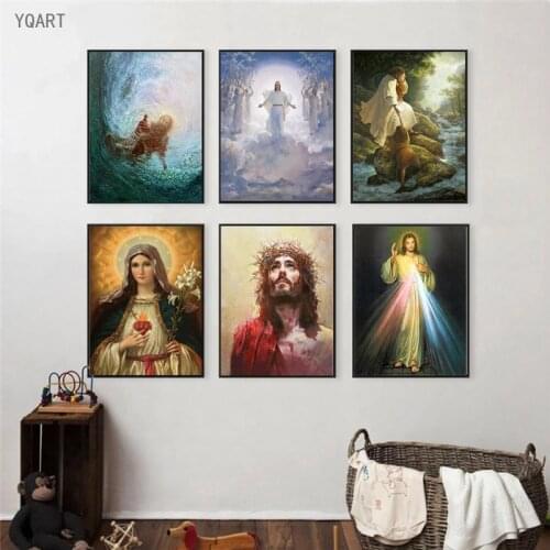 Christian Series Canvas Paintings Jesus Bible Stories Saves The World Wall Art Posters and Prints Pictures for Living Room Decor