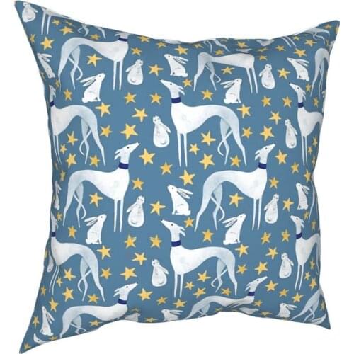 Galgo Hare And Stars Throw Pillow Cover Throw Pillow Greyhound Whippet Dog Funny Cushion Covers