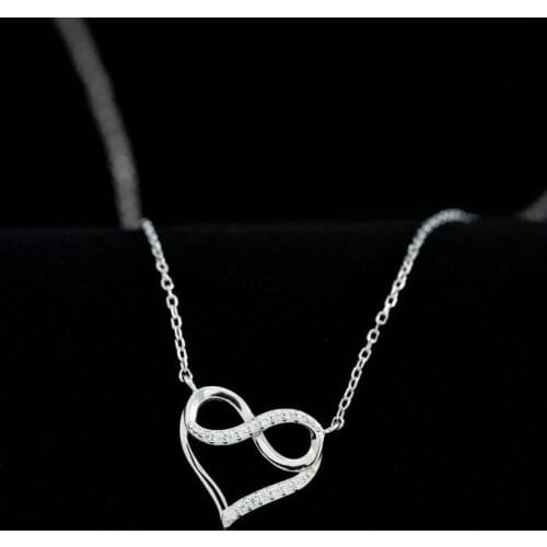 925 Sterling Silver Zircon Heart Cross Necklace For Women Girls Clavicle Chain Party Wedding Jewelry dz014