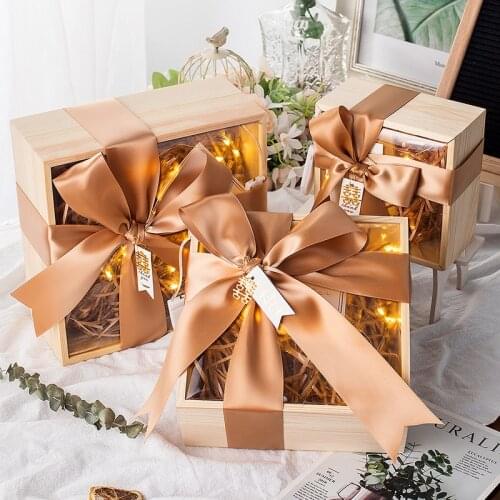 Solid Wood Pine Gift Box High Grade Gift Boxes Birthday Anniversaire Day Creative Surprise Packaging Gift Empty Box