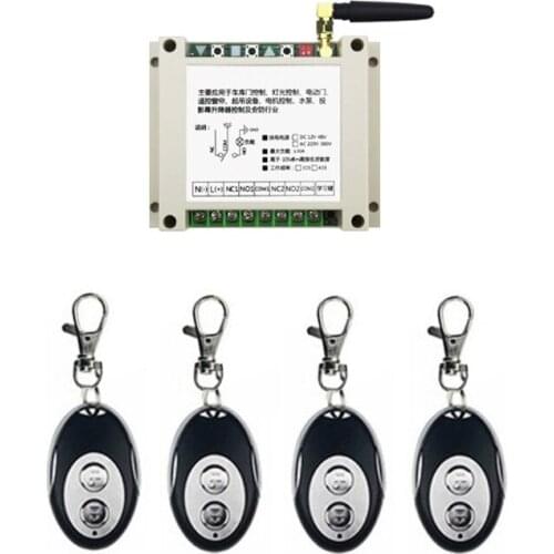 Suitable for DC12V-48V 10A 2CH RF Wireless Remote Control Switch System 1 Receiver +4 remote Transmitters wireless control set