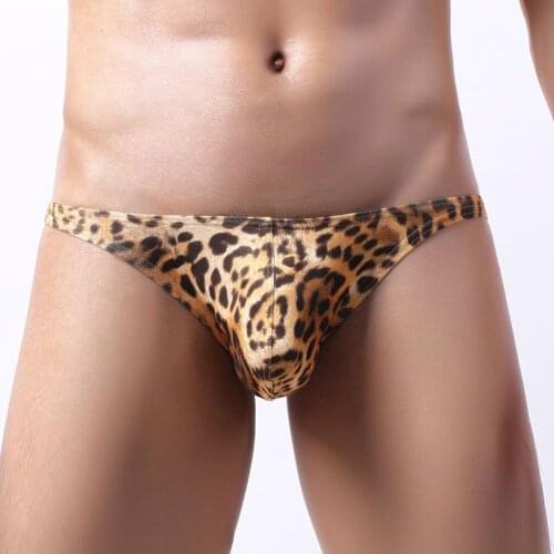 Plus Size Men Thongs And G Strings Sexy Leopard Print Men Underwear Penis Pouch Panties Mens Bikini Briefs Jockstrap