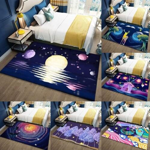 Cartoon Animal Galaxy Area Rugs Non-Slip Floor Mat Doormats Rug Carpet for Bedroom Indoor Outdoor Kids Play Mat Throw Rug