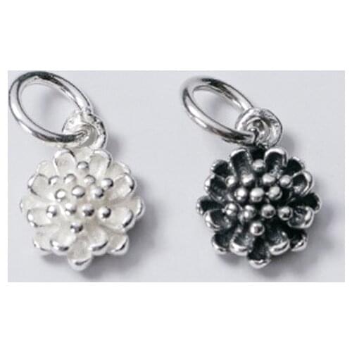 925 Sterling Silver Stereo Trendy Daisy Dangle Charms Bracelets Earrings Flower Silver Pendants For Women DIY Jewelry Findings