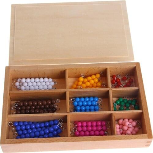 School Supplies Educational Equipment Teaching Resources Mathematics Material 1-9 Beads Bar in Wooden Box Early Preschool Toy
