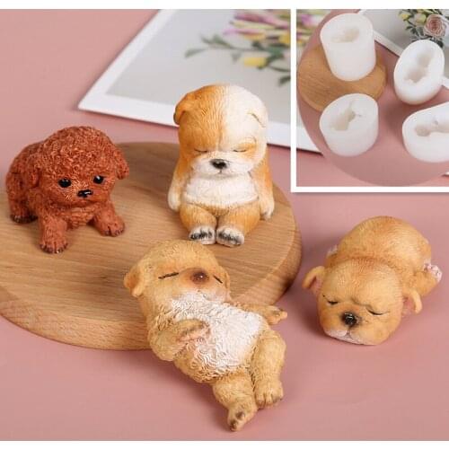 Home Desktop Car Carrying Animal Decoration Model Cartoon Puppy Silicone Mold DIY Cake Chocolate Biscuit Mold