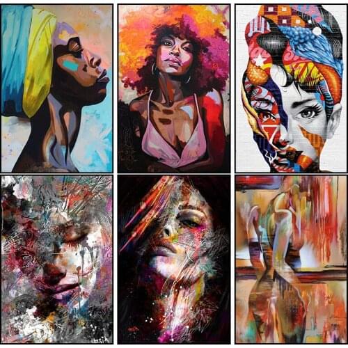Modern Abstract Wall Art Canvas Print Painting African Women Posters and Prints Wall Pictures for Home Living Room Sexy Body Art