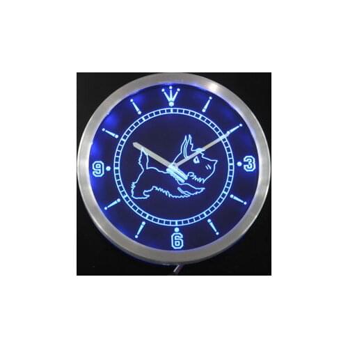 Nc0376 Old Fashioned Scottie Dog Shop Neon Light Signs LED Wall Clock