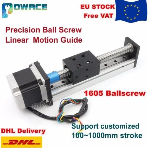 [EU Stock/Free VAT] 1605 Slide Stroke 100mm/200mm Linear Motion Guide Precision Ball Screw Z-Axis+Stepper Motor for CNC Router