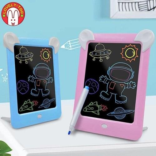 3D Magic Drawing Pad Led Electronic Light Writing Message Handwriting Board Creative Art With Pen Children Painting Set Toys