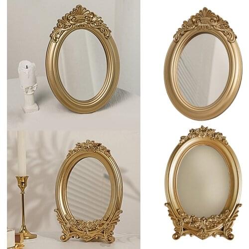Retro Makeup Mirror Photo Prop Mirrored Tray Dresser Vanity Perfume Display Serving Tray for Background Bathtroom Home