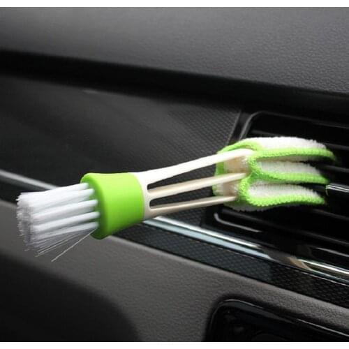 1 Pic Car Cleaning Brush Double Ended Car Air Conditioner Vent Slit Brush Instrumentation Dusting Blind Keyboard Cleaning Washer