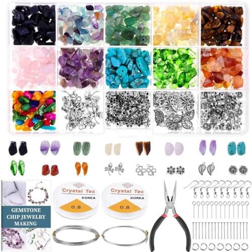 1046Pcs Crystal Chip Beads and Jewelry Making Gemstones Kit for Jewelry Earring Necklace and Bracelets Making Supplies