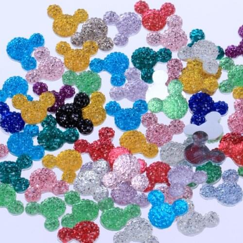 14x11.5mm 40pcs Small Mickey Head Many Colors Mickey Head Shape Flatback Resin Rhinestones For Decorations DIY Nail Art Crafts