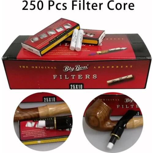 250 Pcs Smoking Cigarett Pipe Filter Core 9mm Activated Carbon Smoke Pipe Filters Core Adsorbing Nicotine Smoke Oil Filter