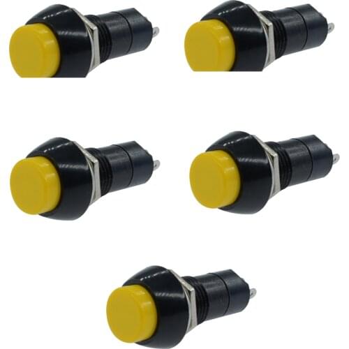 5Pcs PBS-11B 12mm 2PIN Non-self-locking Plastic Push Button Switch SPST Momentary switches 3A 250VAC Red/Black Color