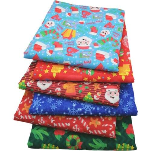 6pcs Christmas Series Cotton Fabric Printed Cloth Sewing Quilting Fabrics Patchwork Needlework DIY Handmade Sewing Material
