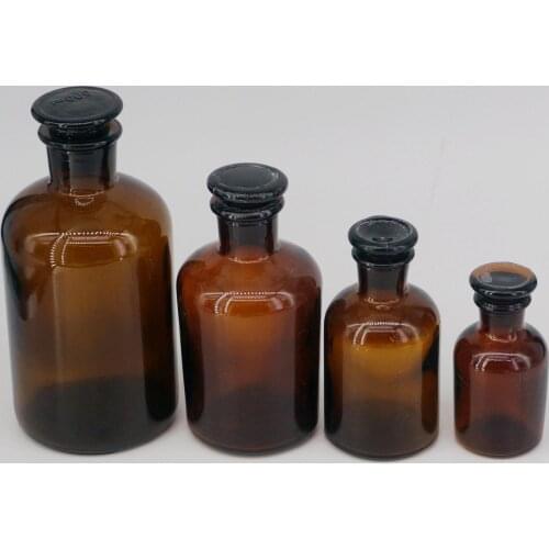 60ml 125ml 250ml 500ml 1000ml 2500ml Brown Glass Narrow Mouth Bottle With Stooper Lab Chemistry Glassware