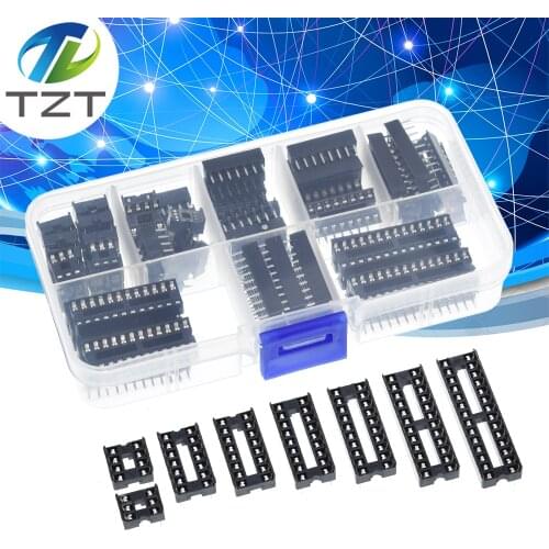66PCS/Lot DIP IC Sockets Adaptor Solder Type Socket Kit 6,8,14,16,18,20,24,28 pins New