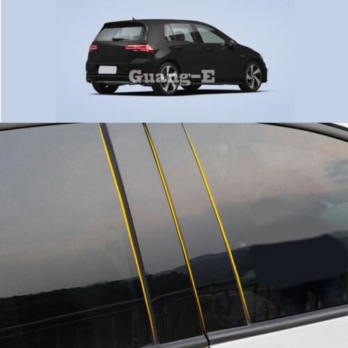 Car PC Material Pillar Post Cover Door Trim Window Piano Black Molding Sticker Plate For VW Volkswagen Golf 7 2014 2015-2018