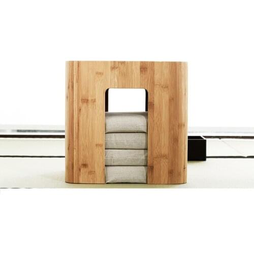 Bamboo Stool Muti Function Tea Table With 4 Cushion Coffee Table Tatami Changing Stool Living Room Funiture