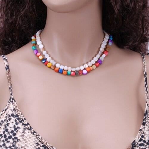 Bohemian style summer new leisure hand string string colorful beads fashion simple womens versatile necklace jewelry wholesale