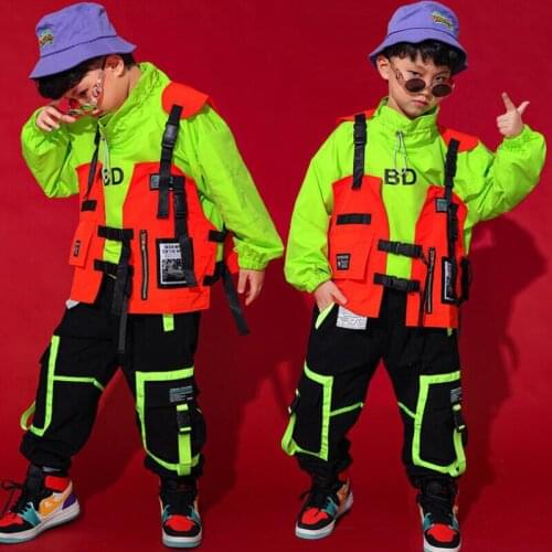 Kids Festival Hip Hop dancing Clothing Jacket Vest Street wear Cargo Pants Girls Boys Jazz Dance Wear Costumes Concert Clothes