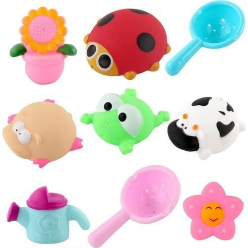Baby Bath Toys Vinyl Early Educational Intelligent Developmental Toy Newborn Baby Swimming Water Spray Toys Mobile Phone Straps