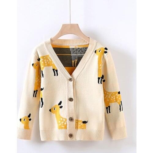 Lovely Cartoon Kids Boys Girls Sweaters 2020 New Spring Autumn Long Sleeve V-neck Cardigan Knitted Children Tops Outerwear 2-7 Y