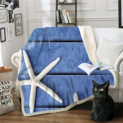 New Fashion Starfish Flannel Blanket Cartoon Colorful Coral Fleece Blanket for Adults Kids Bed Throws Wolf Warm Soft Bedspreads