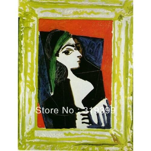 Oil Painting Reproduction on Linen canvas,portrait-of-jacqueline-1957 by ,,Museam Quality,Free fast shipping,HANDMADE