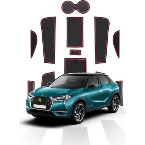 RUIYA Car Gate Slot Pad For DS 3 Crossback 2019 2020 Auto Anti-Slip Dust-Proof Door Groove Mat Car Interior Accessories Red