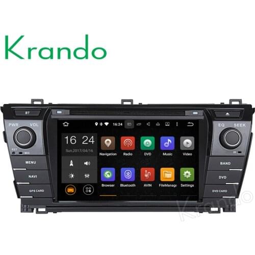 Krando 7" Android 8.0 car navigation multimedia system for toyota corolla 2014+ audio radio gps dvd player WIFI 3G DAB