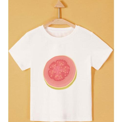 Summer 2021 Fruit Love Banana Avocado Lemon Passion Fruit Cute Pattern Kids T Shirt Fashion Girls Tops Kawaii Boys T-shirt Cozy